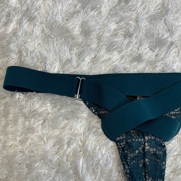 Victoria's Secret Green Elastic Lace Trim Thong Small - Picture 3 of 6